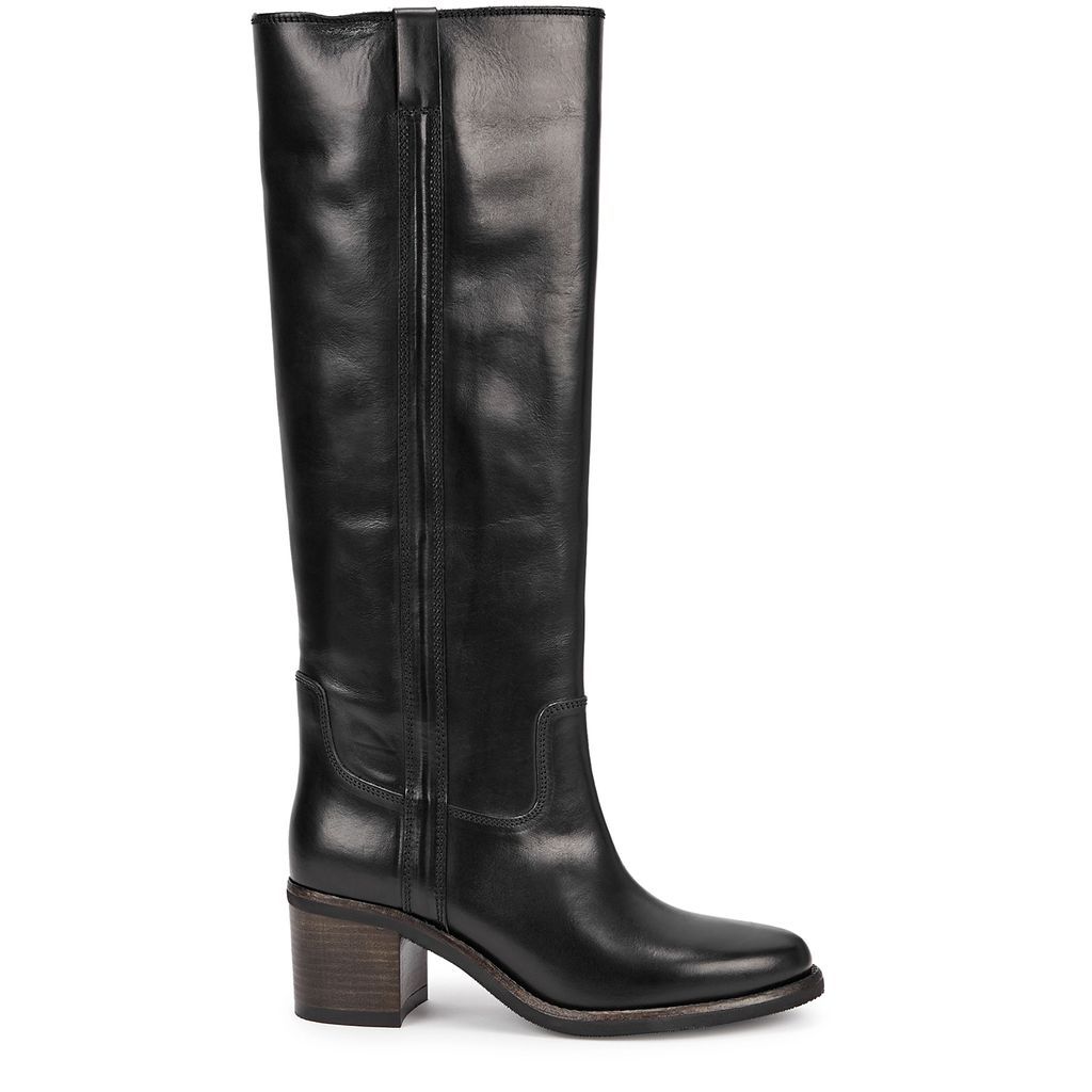 Seenia 65 Black Leather Knee-high Boots - 6