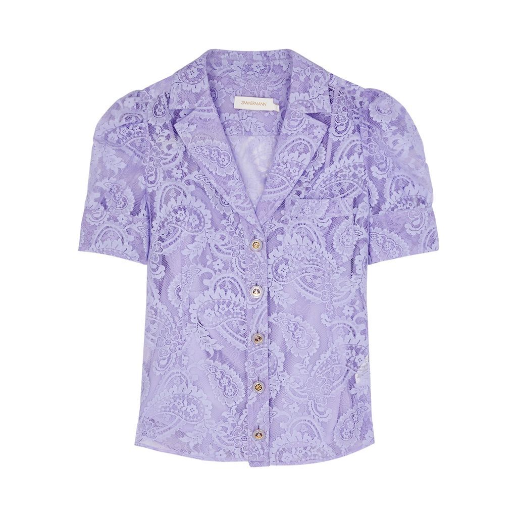 High Tide Guipure Lace Shirt - Purple