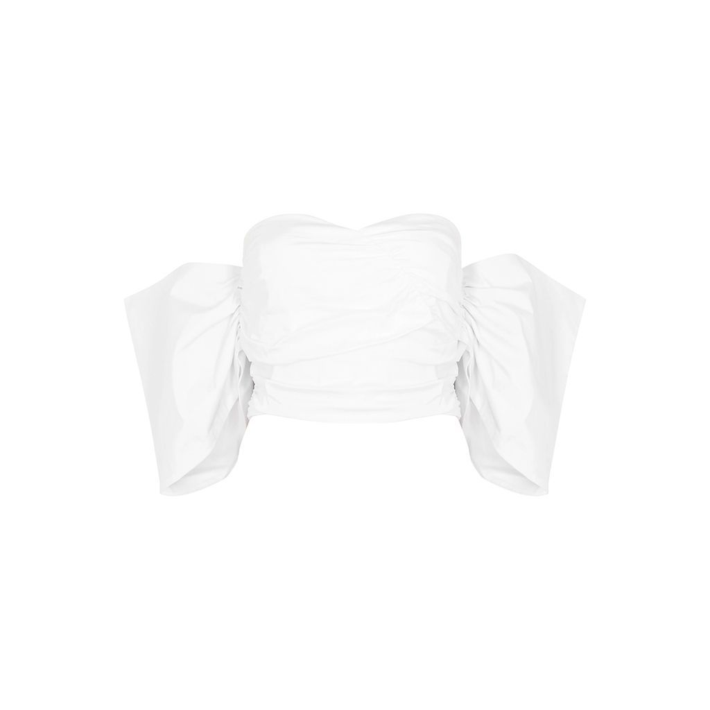 Botticelli Off-the-shoulder Ruched Cotton-blend Top - White - S