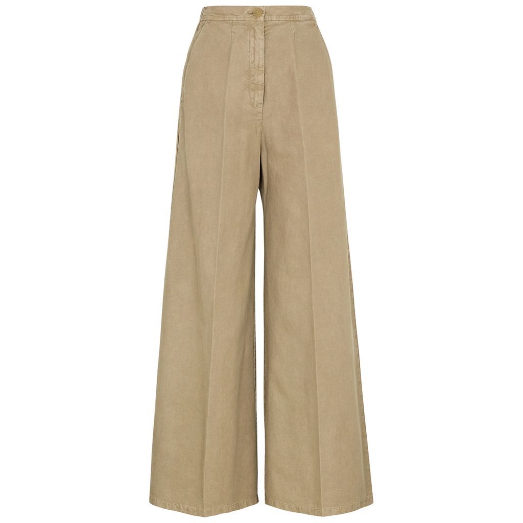 Forte_forte Wide-leg Cotton-canvas Trousers - Beige - 1