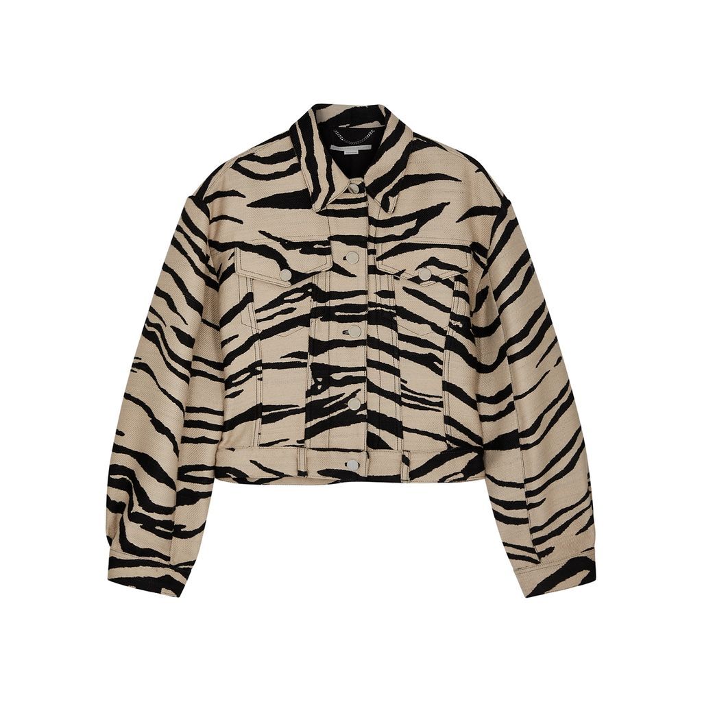 Tiger-jacquard Canvas Jacket - Cream - 10