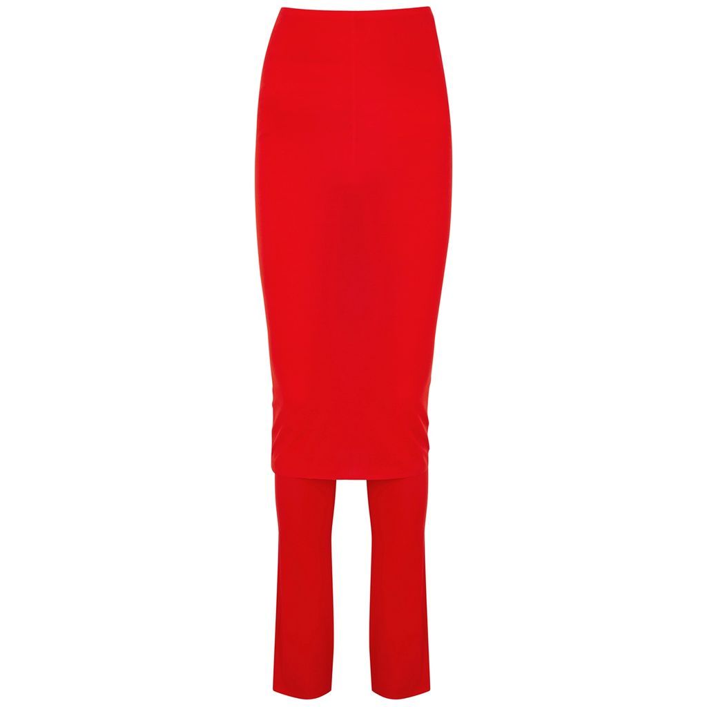 Layered Stretch-jersey Trousers - RED - 10