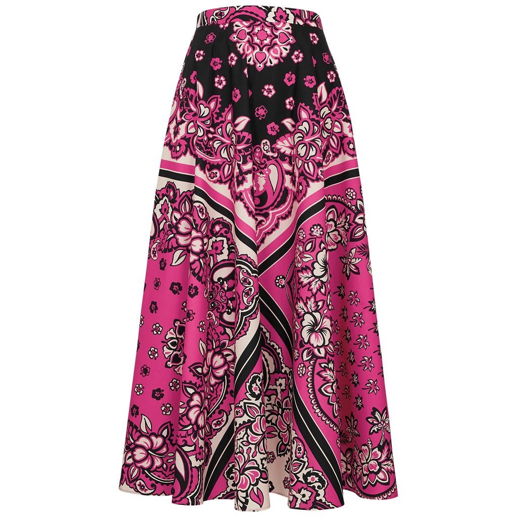 Printed Cotton Maxi Skirt - Pink - 8