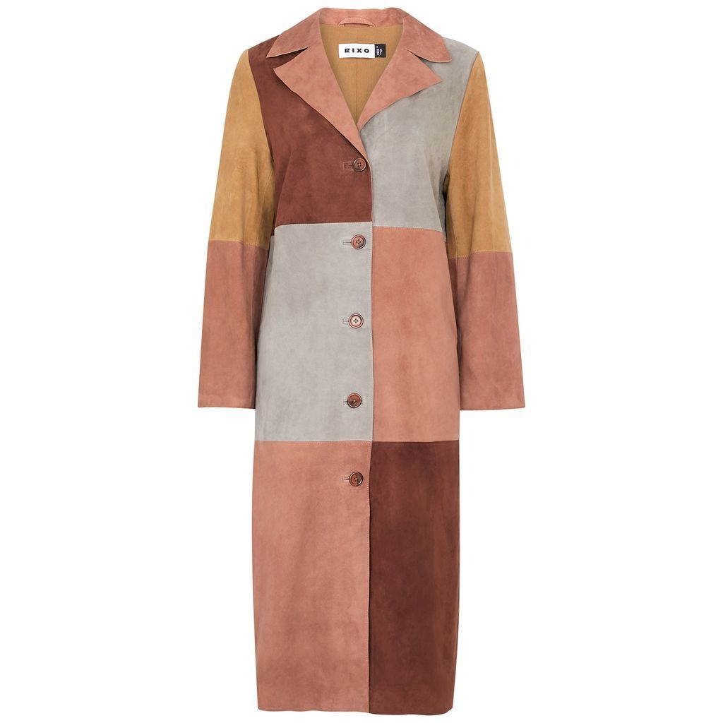 Lindsey Patchwork Suede Coat - Brown - L