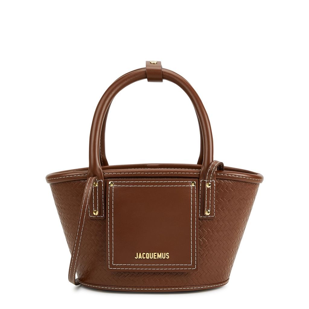 Le Petit Panier Soli Cuir Leather Basket Bag, Bag, Brown