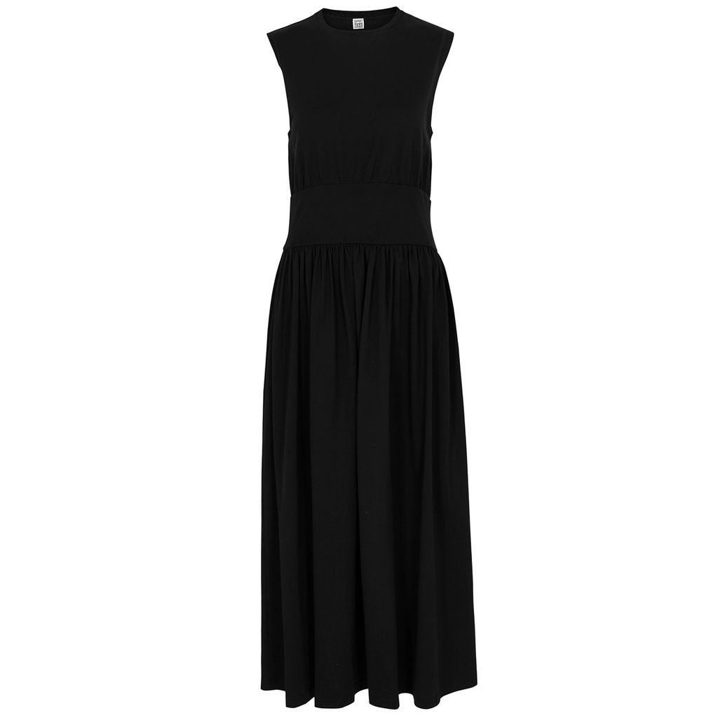 Cotton Midi Dress - Black - L