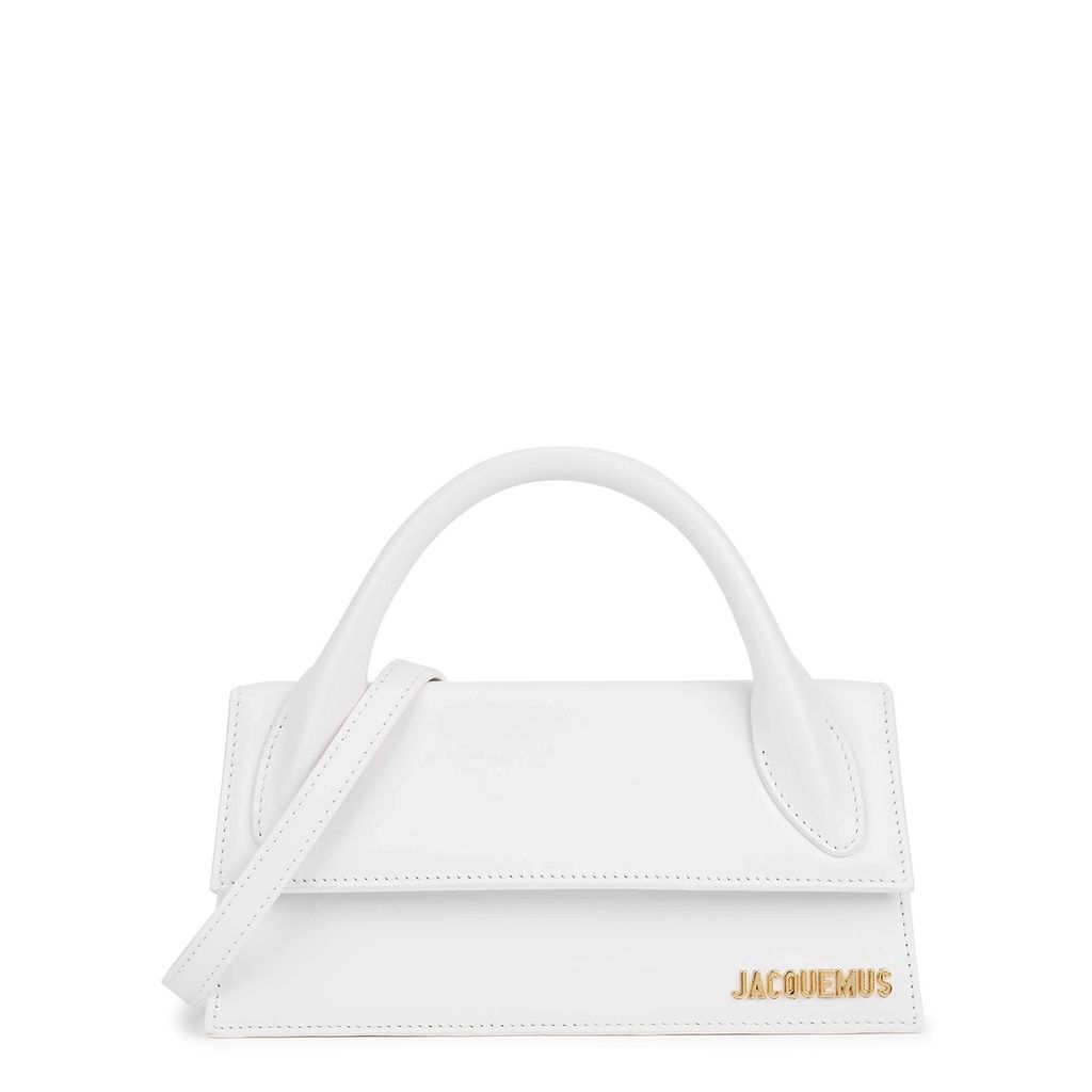 Le Chiquito Long White Leather Top Handle Bag, Bag, White