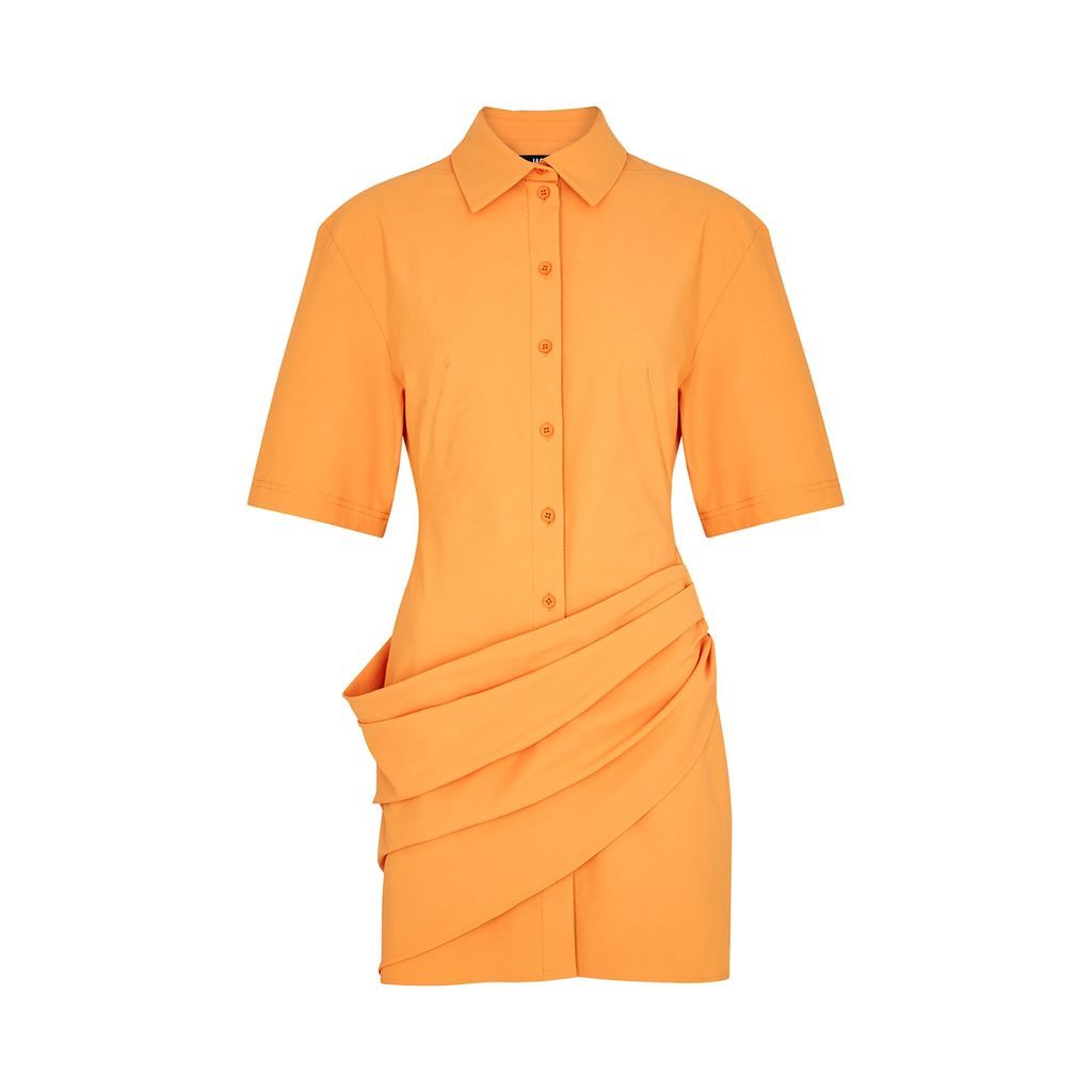 La Robe Camisa Cut-out Draped Mini Dress, Dress, Orange - 12