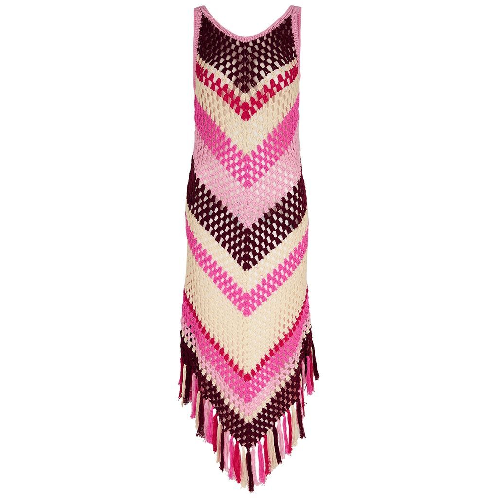 Morten Striped Crochet-knit Midi Dress - Pink - 8
