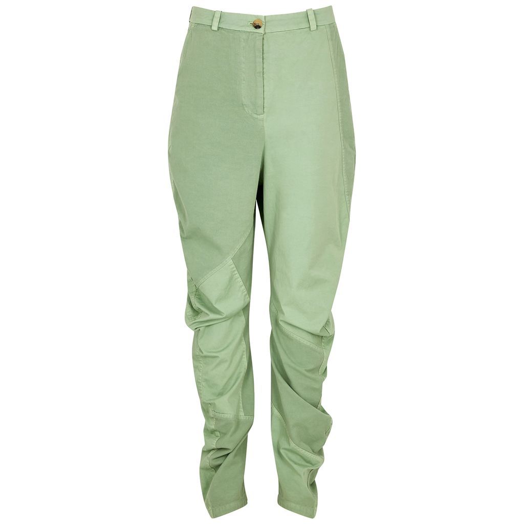 Twisted Cotton Trousers - Green - 14
