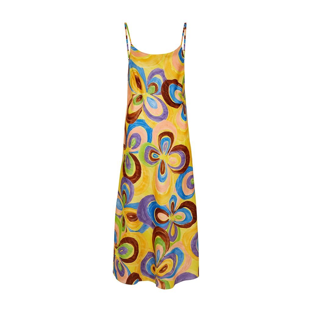 Leva Printed Silk Midi Slip Dress - Multicoloured - L