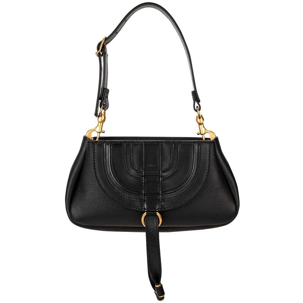 Marcie Hobo Small Leather Shoulder Bag - Black