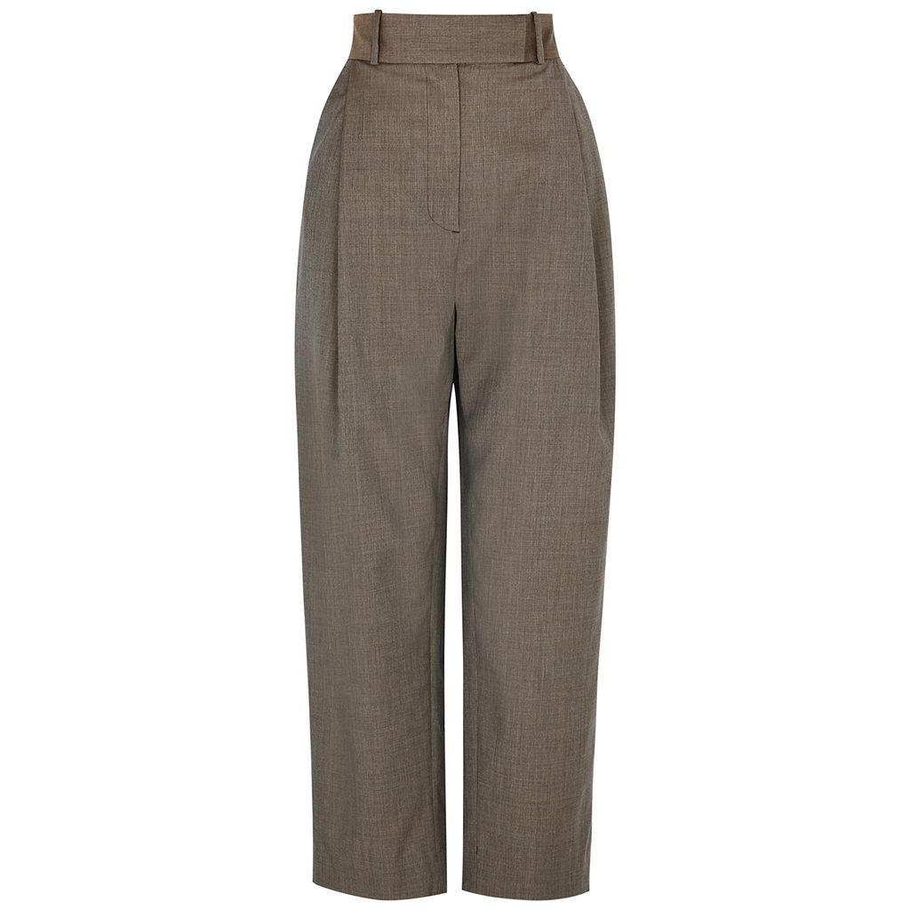 Pleated Straight-leg Wool Trousers - Brown - 6
