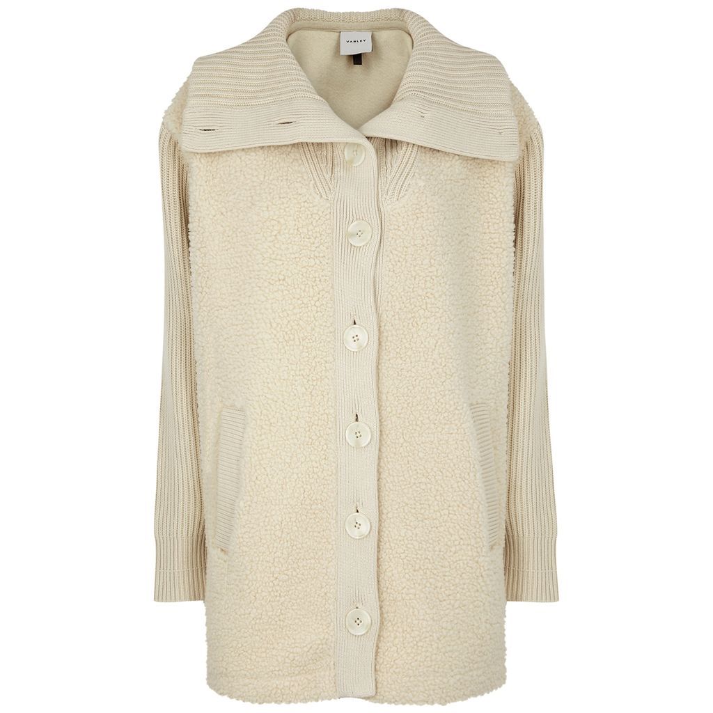 Elliot Faux Shearling And Ribbed-knit Jacket - Cream - S