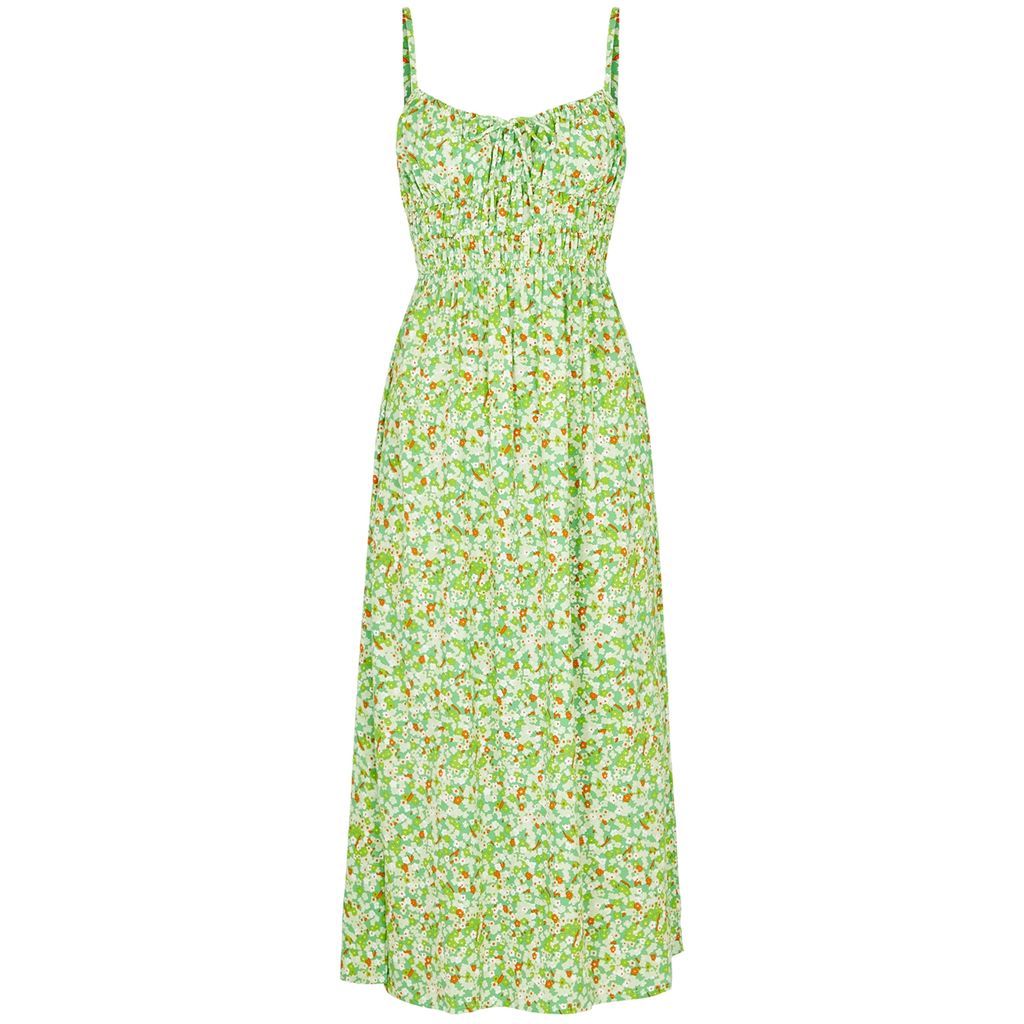 Caprera Floral-print Rayon Midi Dress - Green - XL