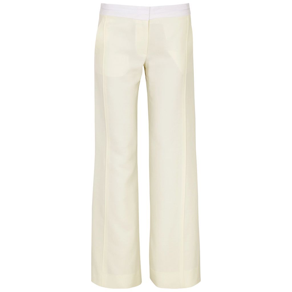 Panelled Wide-leg Crepe Trousers - Off White - 8