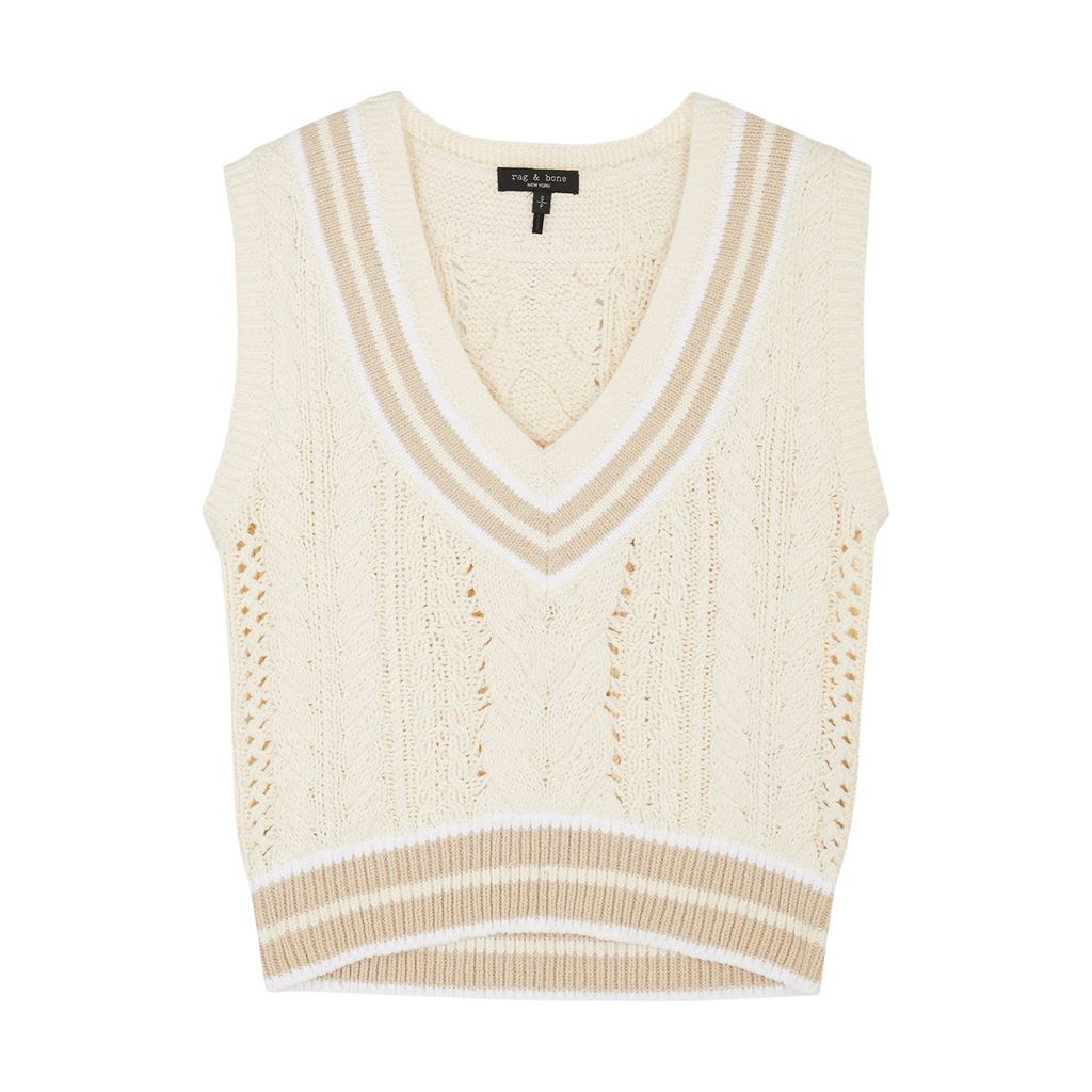 Brandi Cable-knit Cotton-blend Vest - Ivory - XS