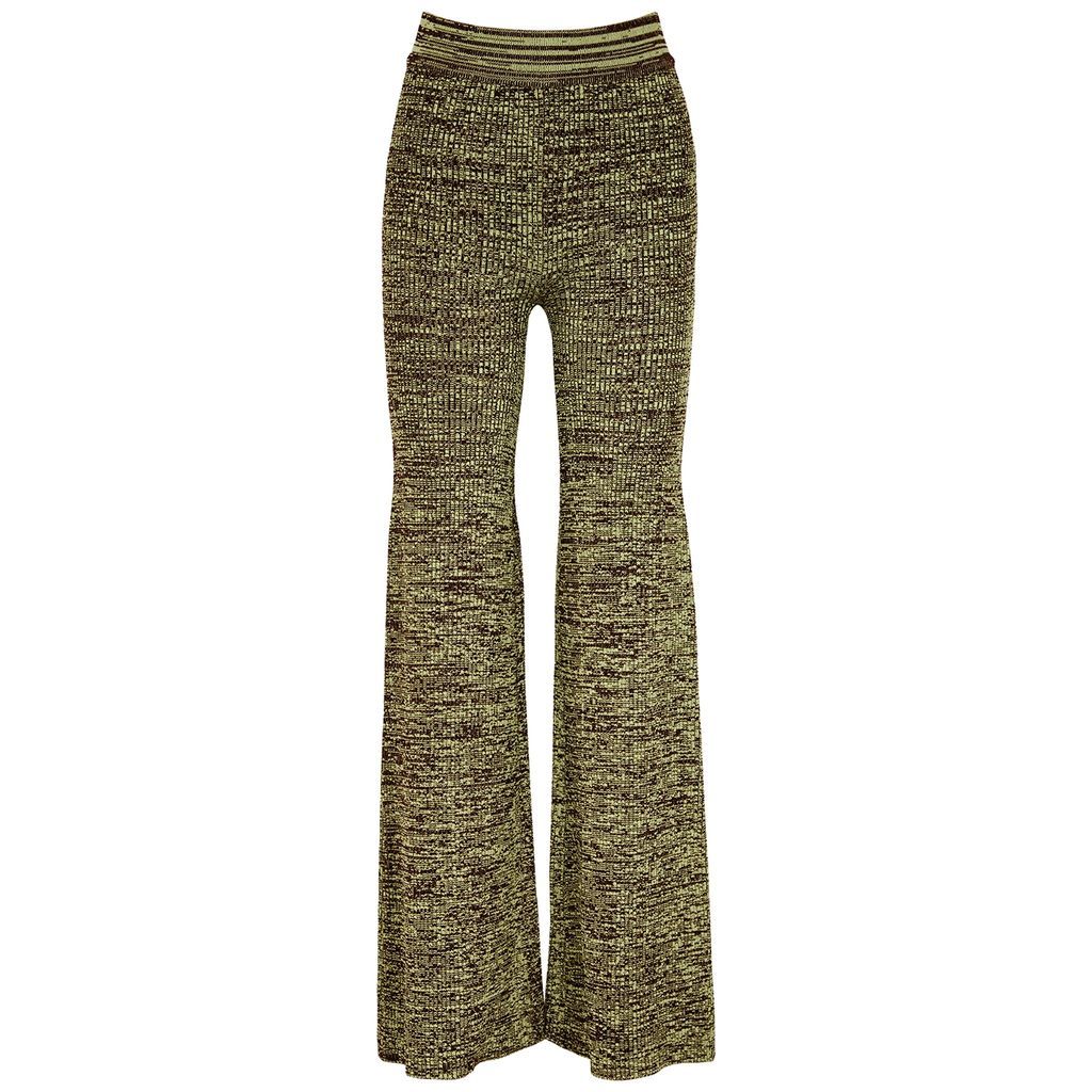 Firm Space-dyed Ribbed-knit Trousers - Green - 10