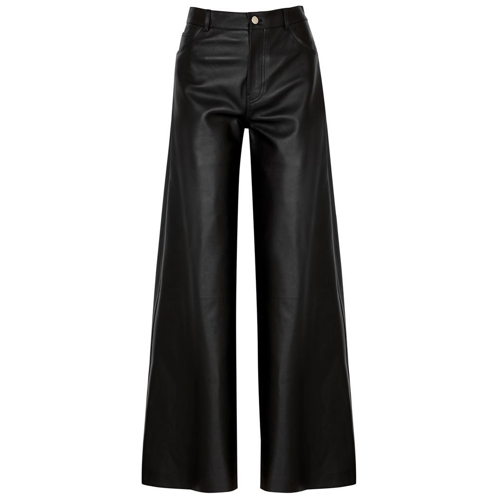 Flared-leg Leather Trousers - Black - 10