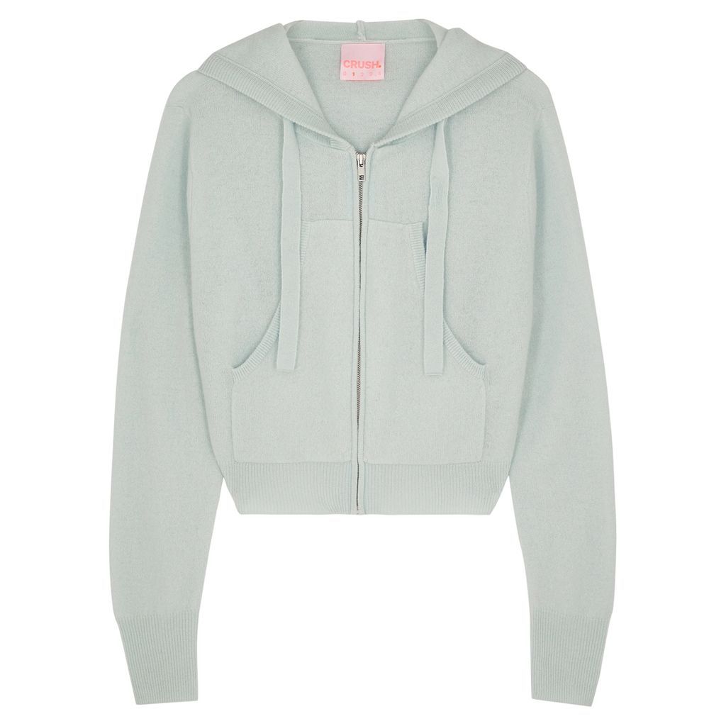 Rio Cropped Hooded Cashmere Sweatshirt - Light Blue - 2