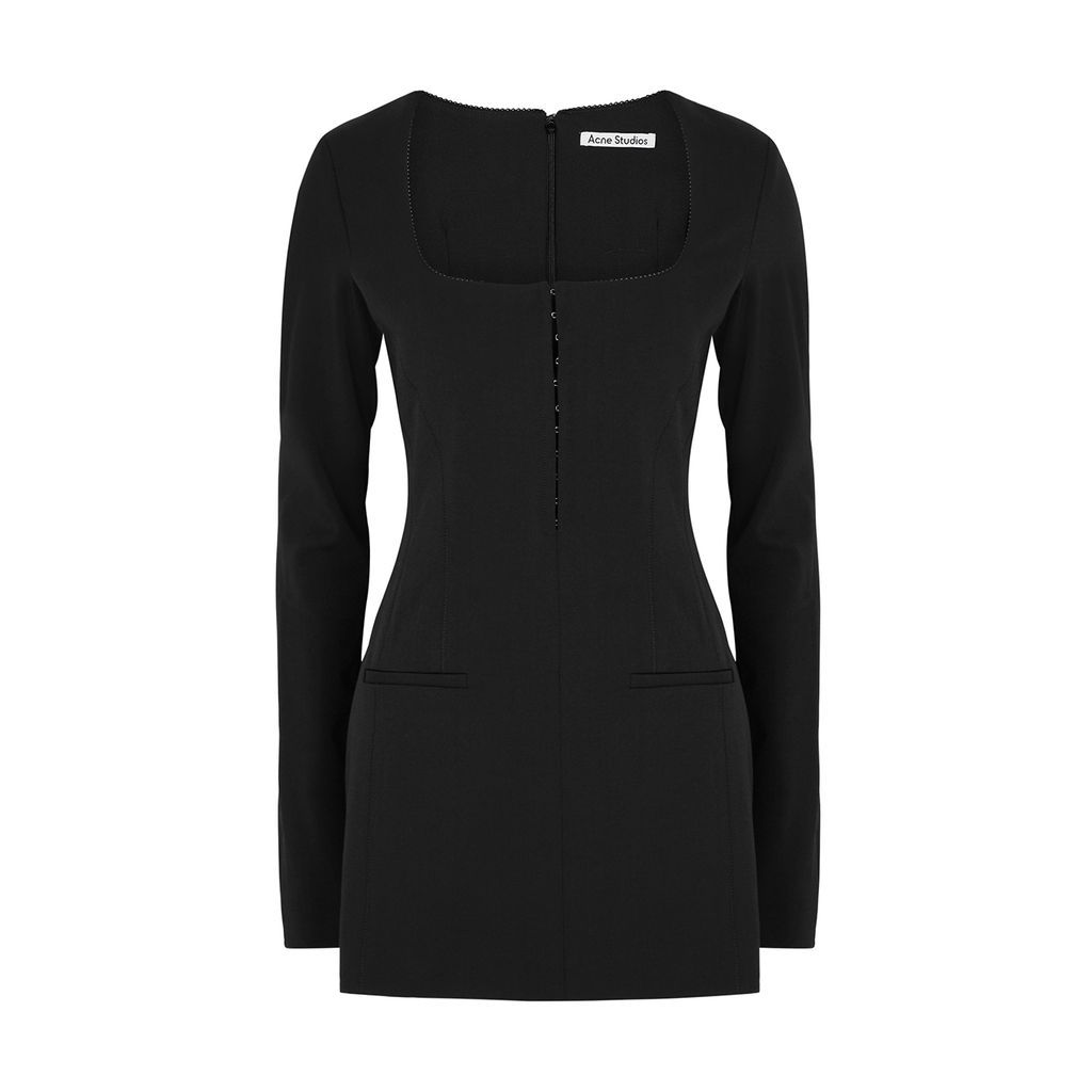 Woven Mini Dress - Black - 12