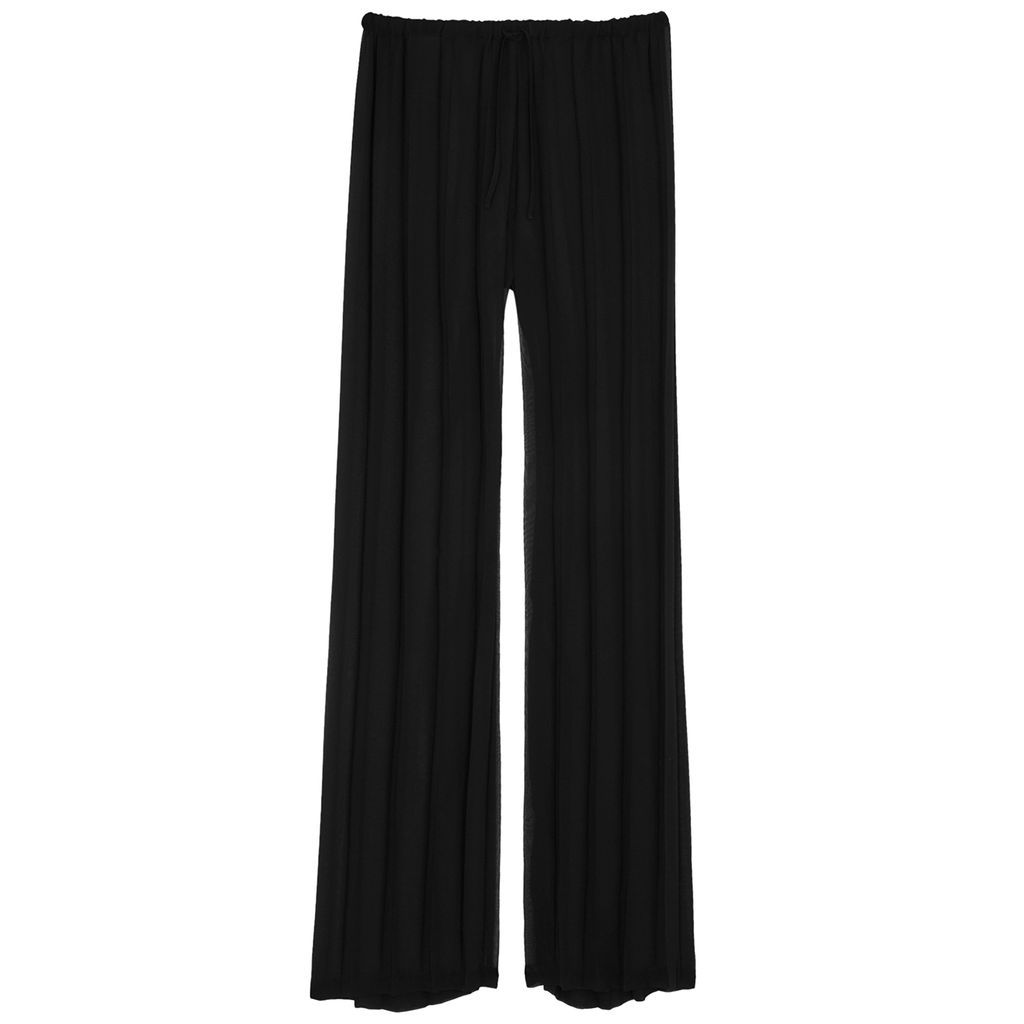 Pleated Chiffon Trousers - Black - 12
