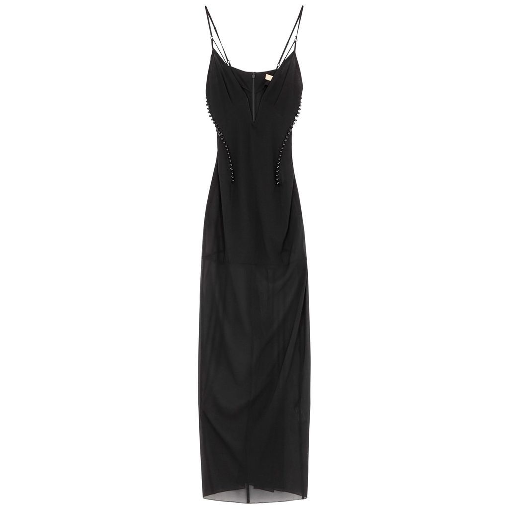 Helena Embellished Silk-georgette Maxi Dress - Black - 8