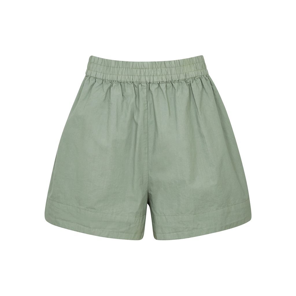 Chiara Cotton-poplin Shorts - Dark Green - S