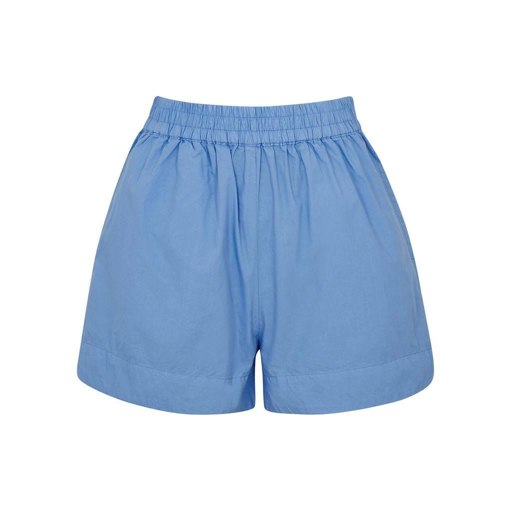 Chiara Cotton-poplin Shorts - Mid Blu - M