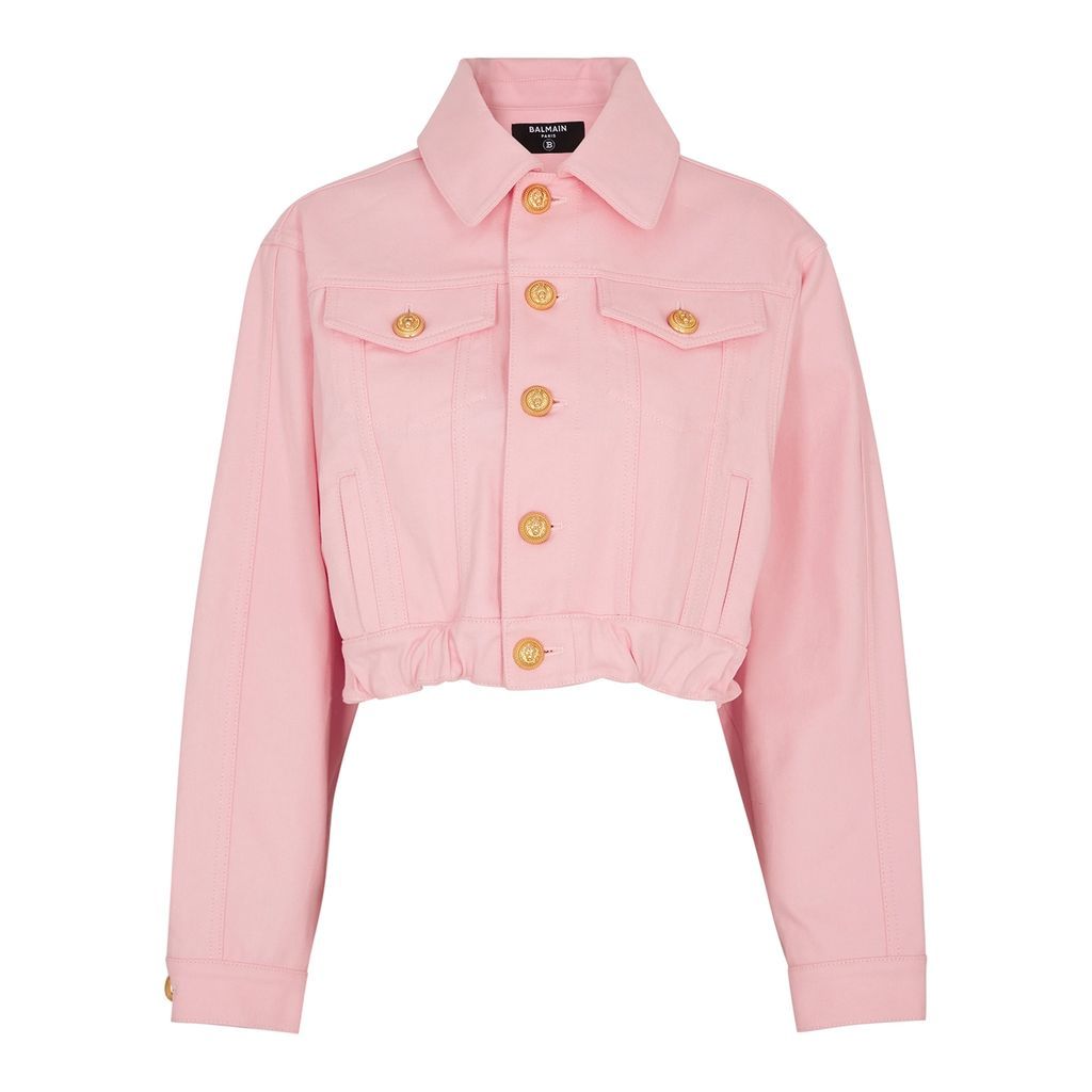 Cropped Denim Jacket - Light Pink - 10