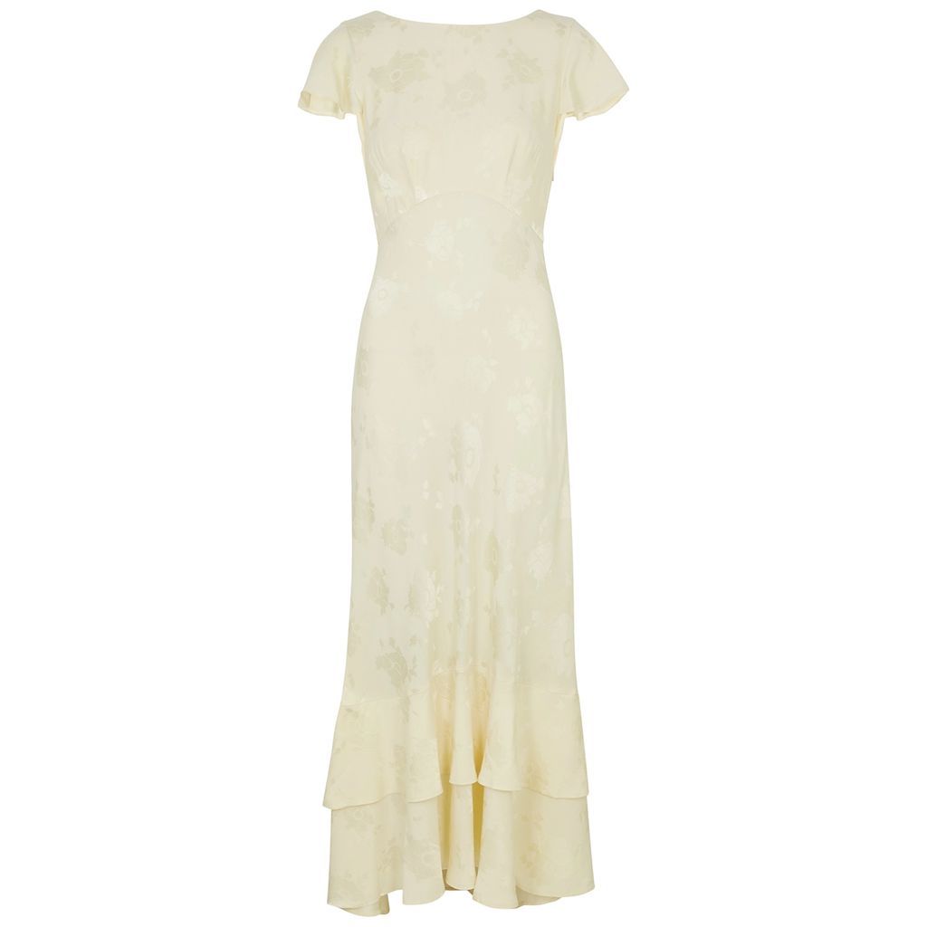 Liberty Floral-jacquard Woven Midi Dress - Ivory - 8