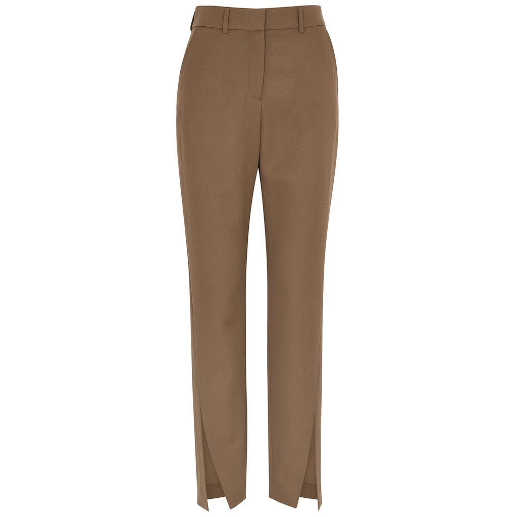 Straight-leg Wool Trousers - Brown - 10