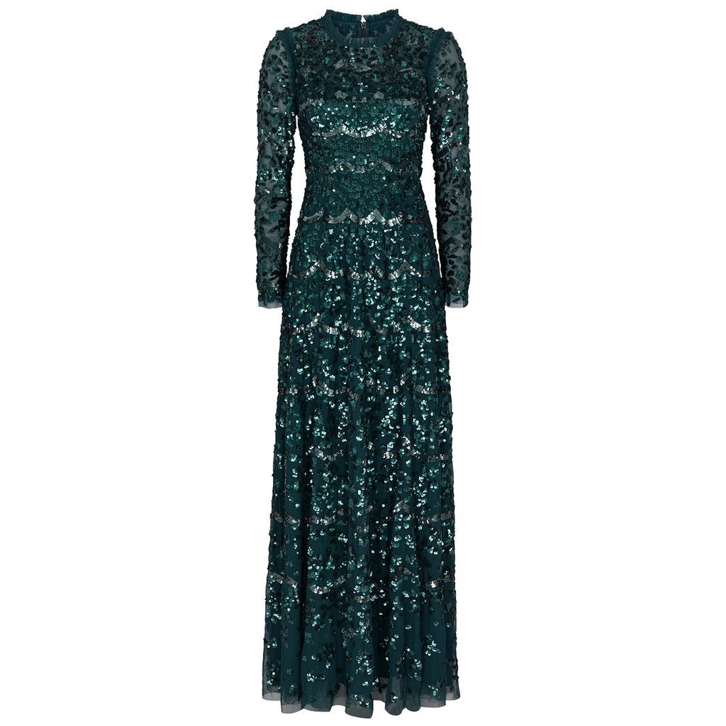 Alicia Sequin-embellished Tulle Gown - Dark Green - 8
