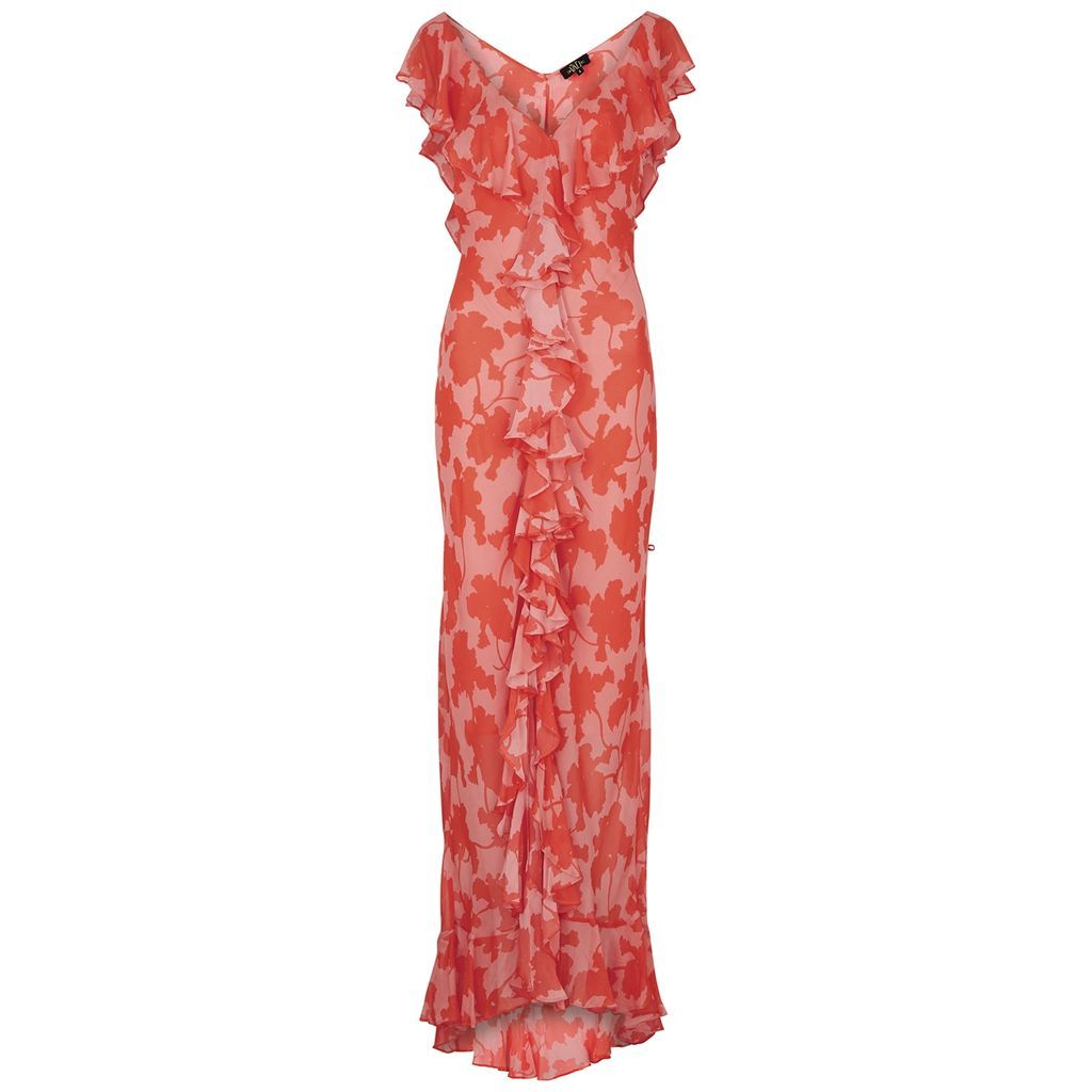 Jolene Printed Chiffon Maxi Dress - Pink - 10