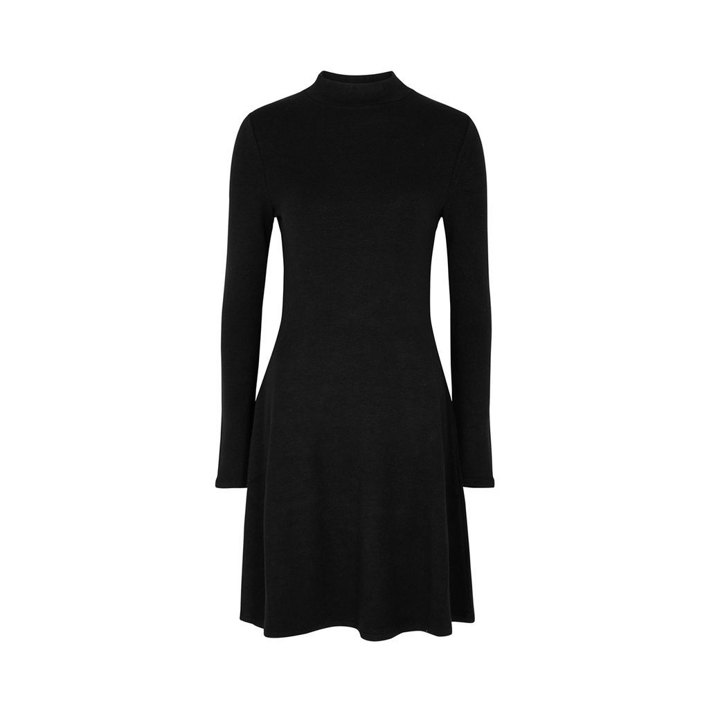 High-neck Knitted Mini Dress - Black - XS