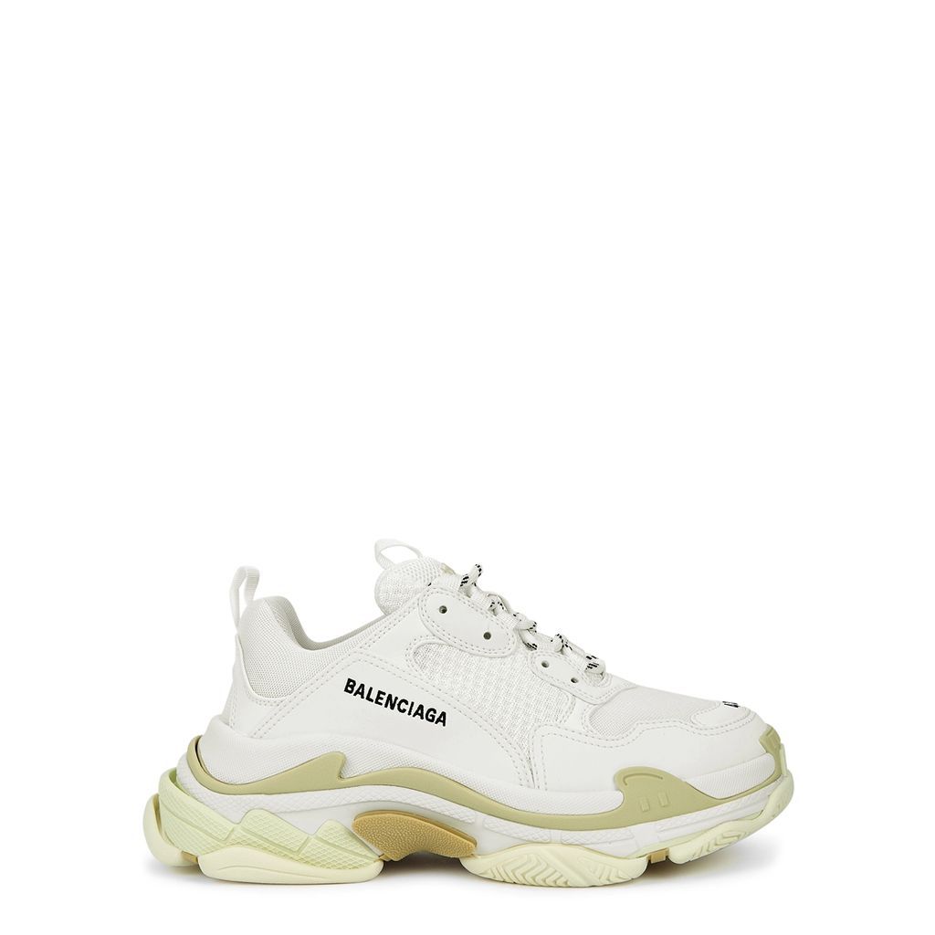 Triple S White Mesh And Leather Sneakers, Sneakers, White - 3