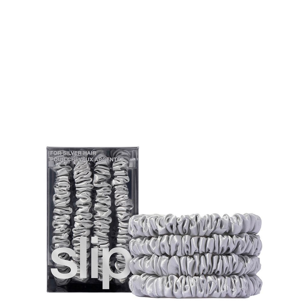 Pure Silk Skinny Scrunchies - Colour Silver