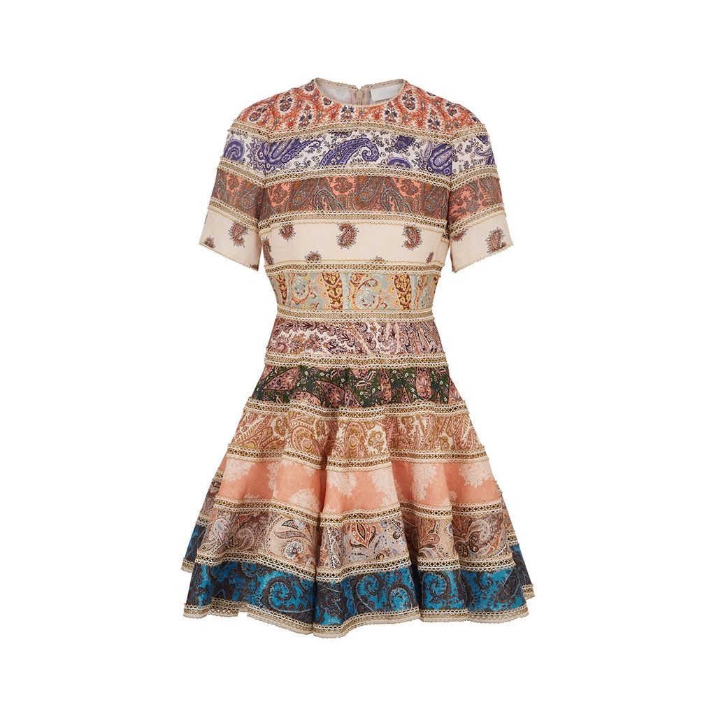 Devi Printed Linen Mini Dress - Multicoloured - 1