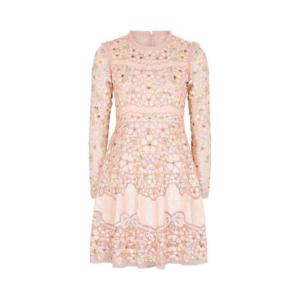 Laelia Sequin-embellished Tulle Mini Dress - Pink - 6