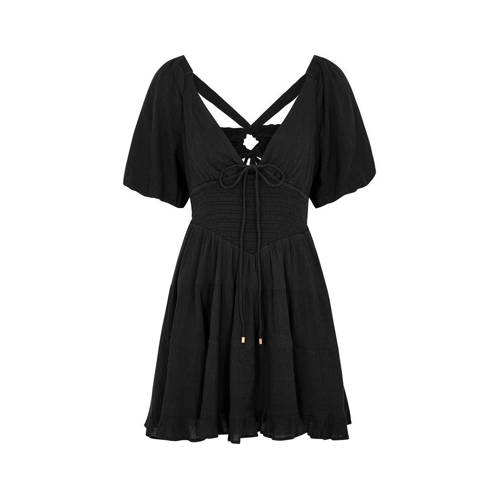 Perfect Day Cotton-gauze Mini Dress - Black - S
