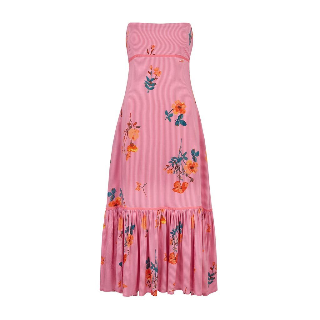 Rosie Posie Printed Midi Dress - Fuchsia - L