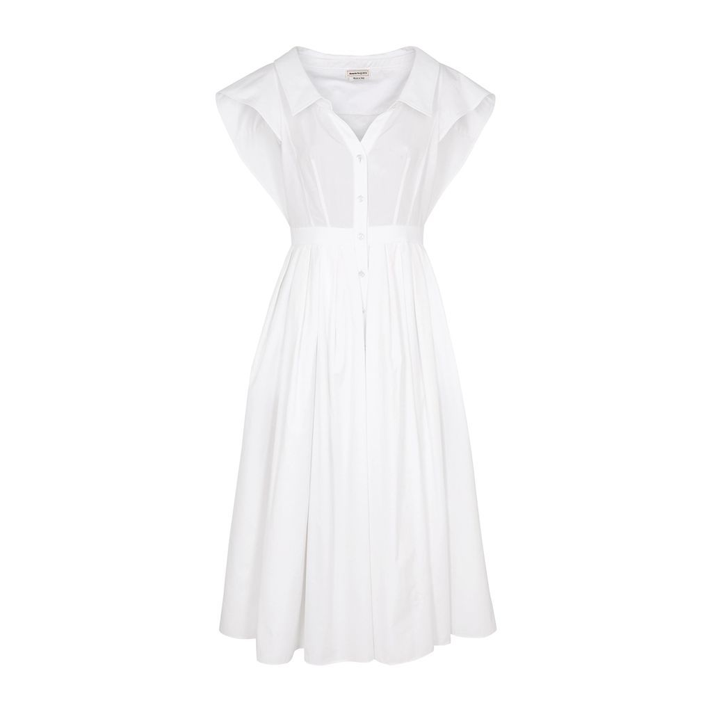 Cotton-poplin Midi Shirt Dress - White - 12