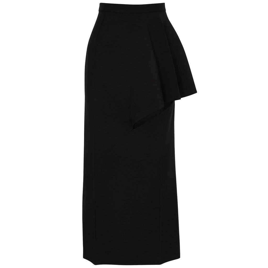 Split Wool Maxi Skirt - Black - 10