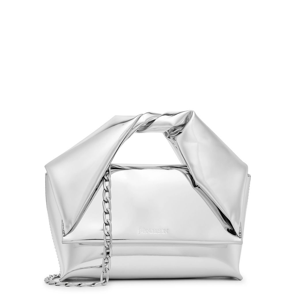 Twister Metallic Leather Top Handle Bag - Silver