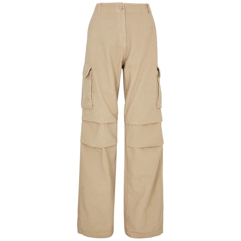 Wide-leg Cotton-canvas Cargo Trousers - Beige - 6