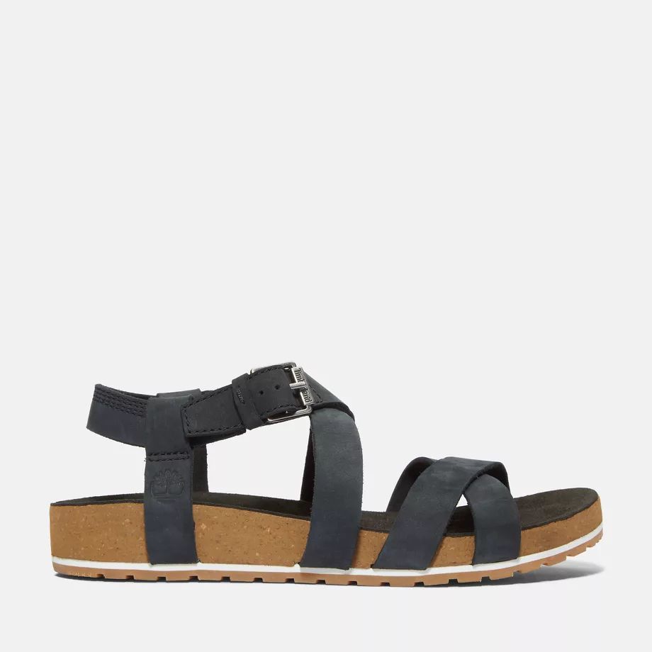 Malibu Waves Ankle-strap Sandal For Women In Black Black, Size 8