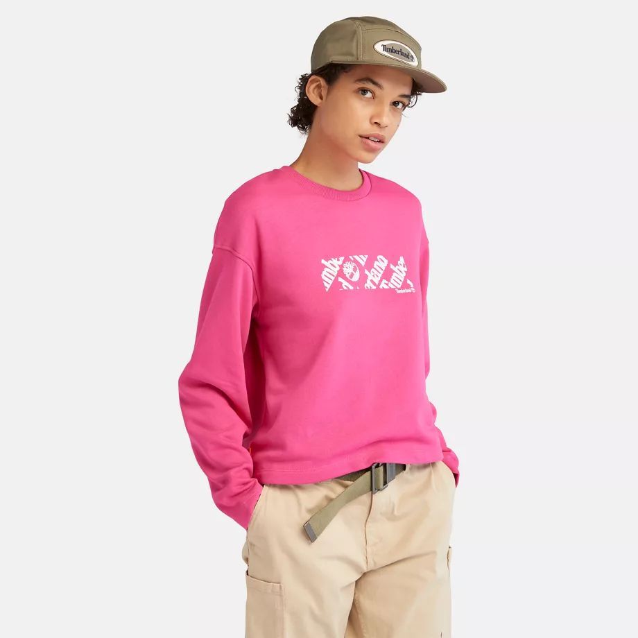 Cropped Logo Sweatshirt For Women In Pink Pink, Size XXL