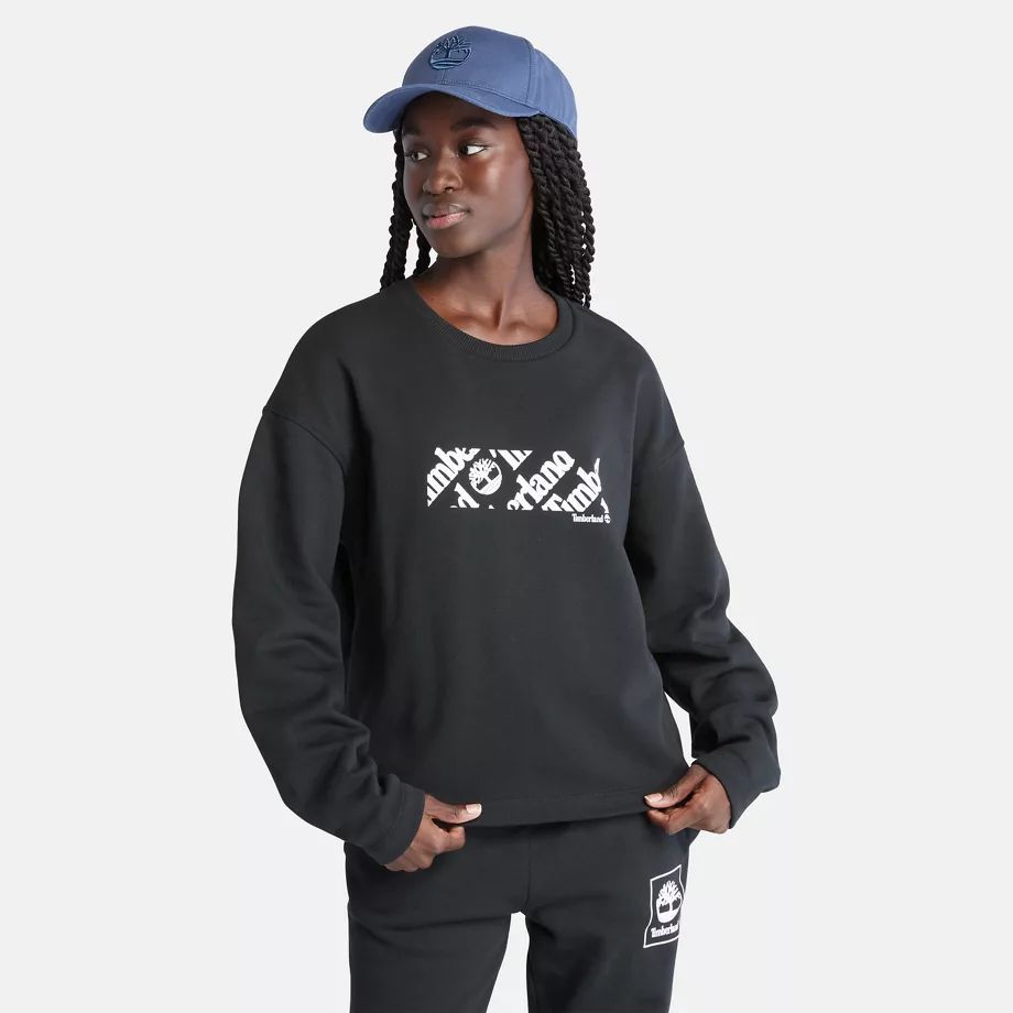 Cropped Logo Sweatshirt For Women In Black Black, Size XS