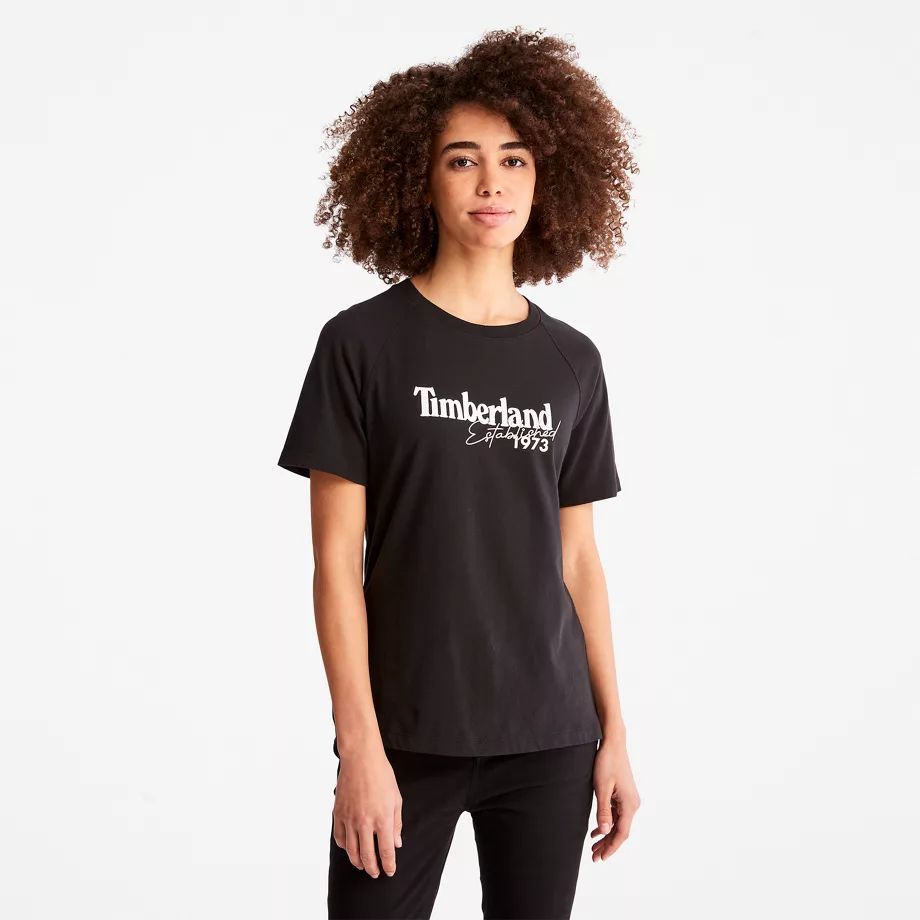 Raglan-sleeve Logo T-shirt For Women In Black Black, Size XL