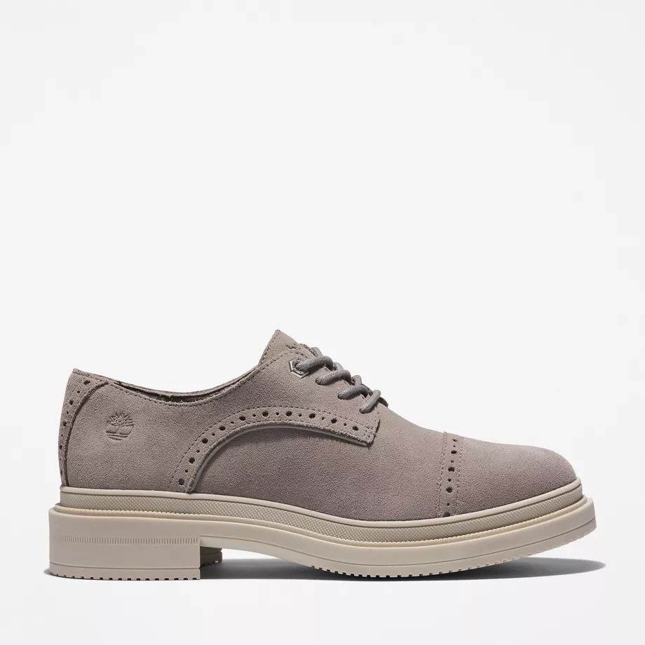 Lisbon Lane Brogue Oxford Shoe For Women In Grey Medium Grey, Size 3.5
